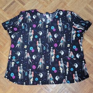 Disney The Nightmare Before Christmas Black Scrub Top SIZE 3XL